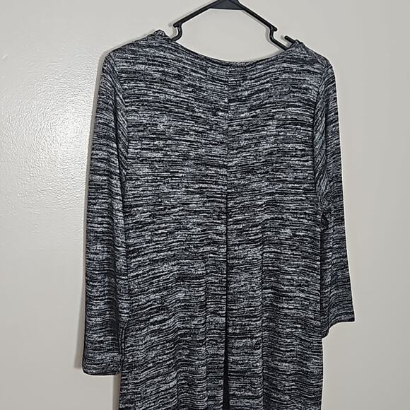 Nina Leonard Marled Gray Black Tunic Swing Dress With Pockets Sz M - Picture 7 of 10